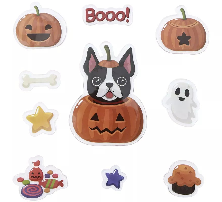 Translation missing: en.10 Pegatinas de Gel Calabaza con Perrito y Fantasma modelos surtidos