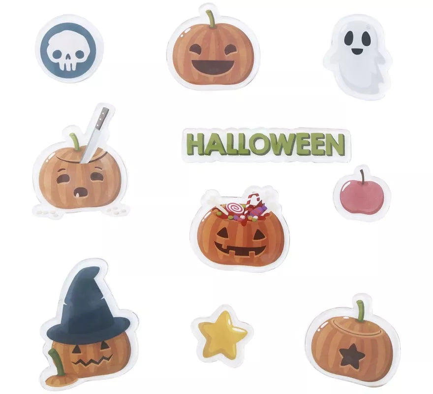 10 Pegatinas de Gel Calabazas Halloween modelos surtidos
