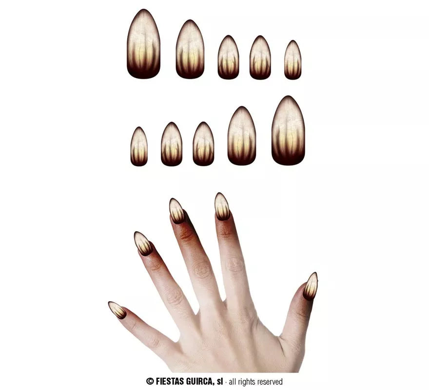 Pack de 10 Uñas Hombre Lobo con pegamento