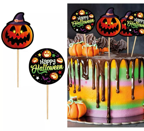 12 Palillos Decorativos con papel Pumpkin 6 cm