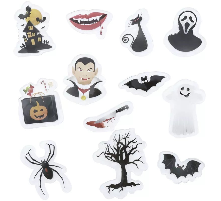 12 Pegatinas de Gel Drácula y Fantasma modelos surtidos