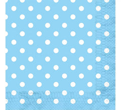 12 Light Blue Napkins with White Polka Dots of 33x33 cm