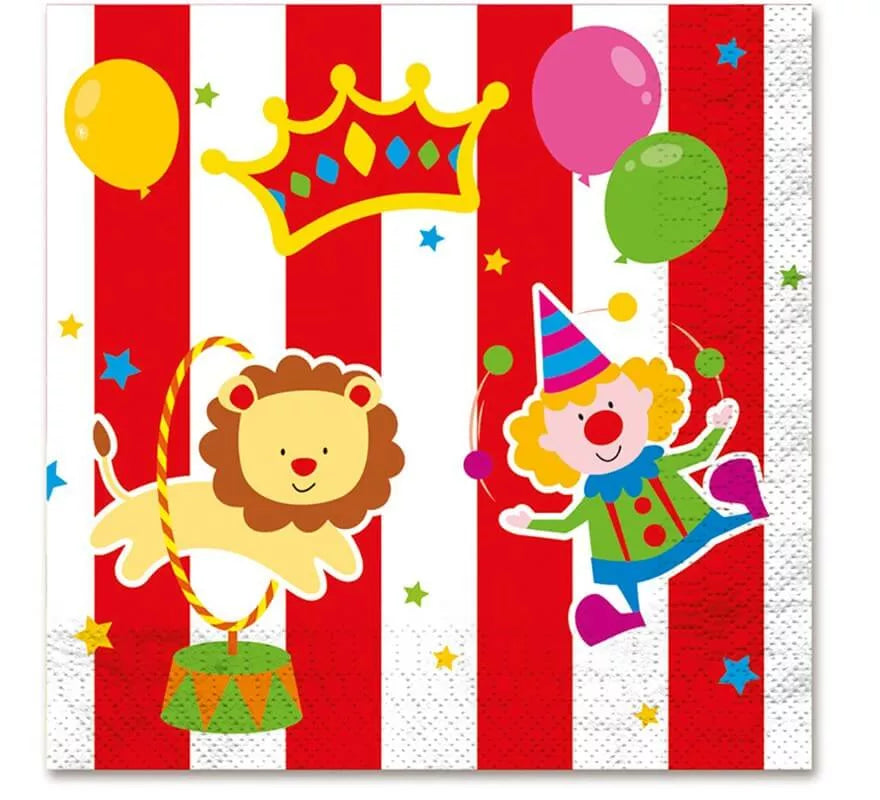 12 Servilletas Circo de 33x33 cm