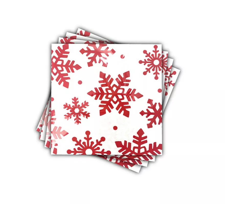 12 Servilletas de papel con Copos de Nieve