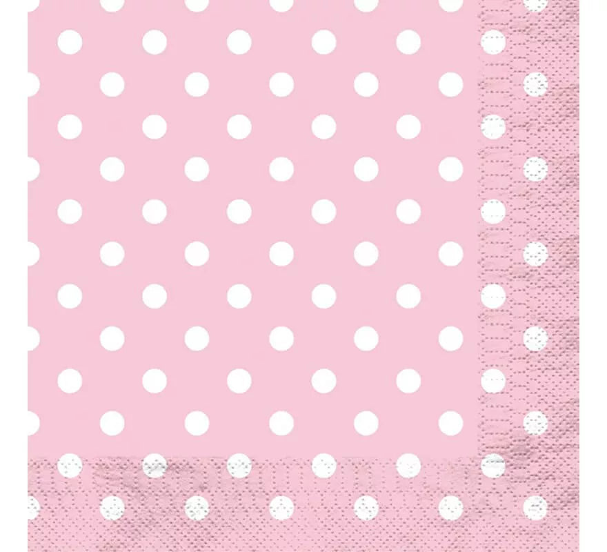 Translation missing: en.12 Servilletas Rosa con Topos Blancos 33x33