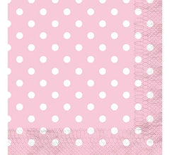 12 Pink Napkins with White Dots 33x33