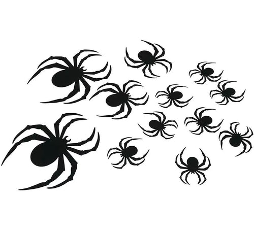 12 Siluetas negras Arañas de 6 a 19 cm