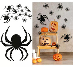 12 Black Silhouettes Spiders 6 to 19 cm