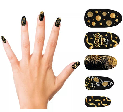 12 Uñas Happy New Year con adhesivo