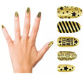 12 Uñas Happy New Year dorado con adhesivo