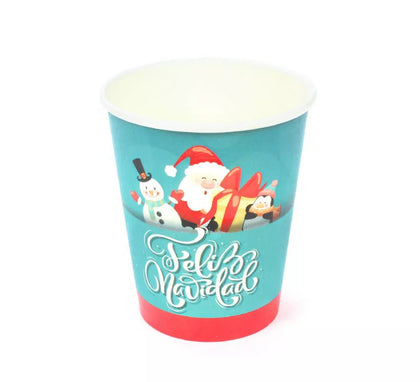 12 Vasos de papel de Feliz Navidad Azul y Rojo de 270 ml