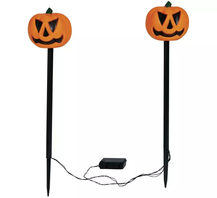 2 Faroles Calabazas con Luz para Jardín 50 cm
