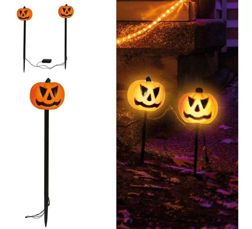 2 Faroles Calabazas con Luz para Jardín 50 cm