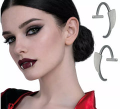 2 Metal Fang Piercings