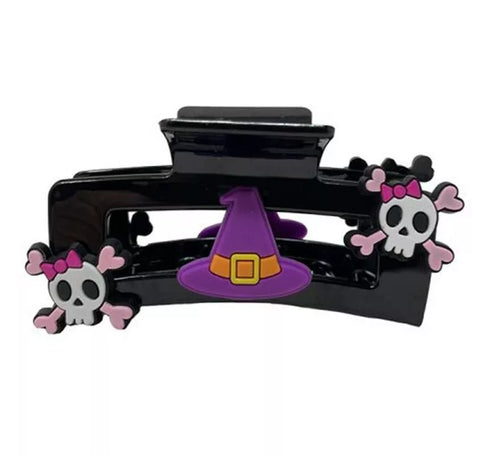 2 Pinzas de Calavera Pirata y Bruja para el Pelo de 9 cm