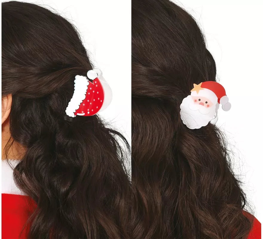 2 Pinzas de Papa Noel para el Pelo de 7 cm