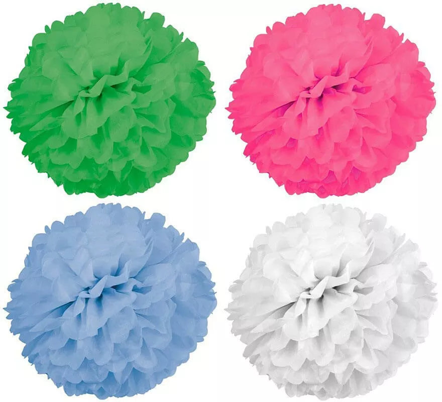 2 Pompones de papel de 42 cm de diámetro en varios colores