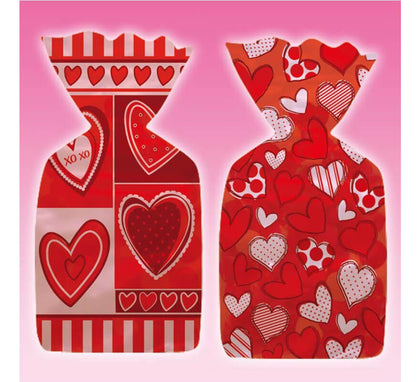 20 Bolsas de Corazones de 28x12 cm