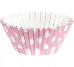 25 Pink Cup Cake Containers with White Polka Dots