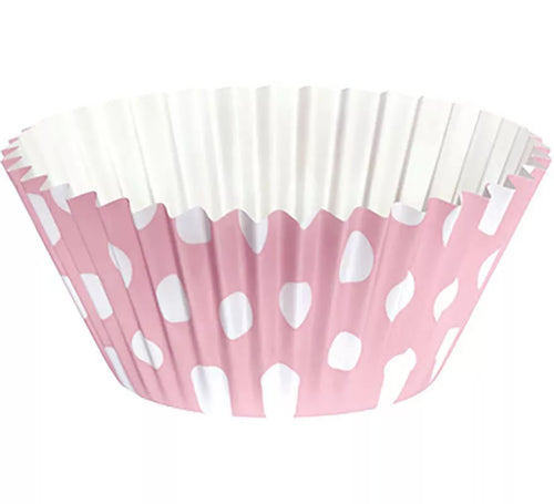 25 Recipientes para Cup Cake Rosas con Topos Blancos