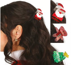 3 Christmas Hair Clips 3.5 cm