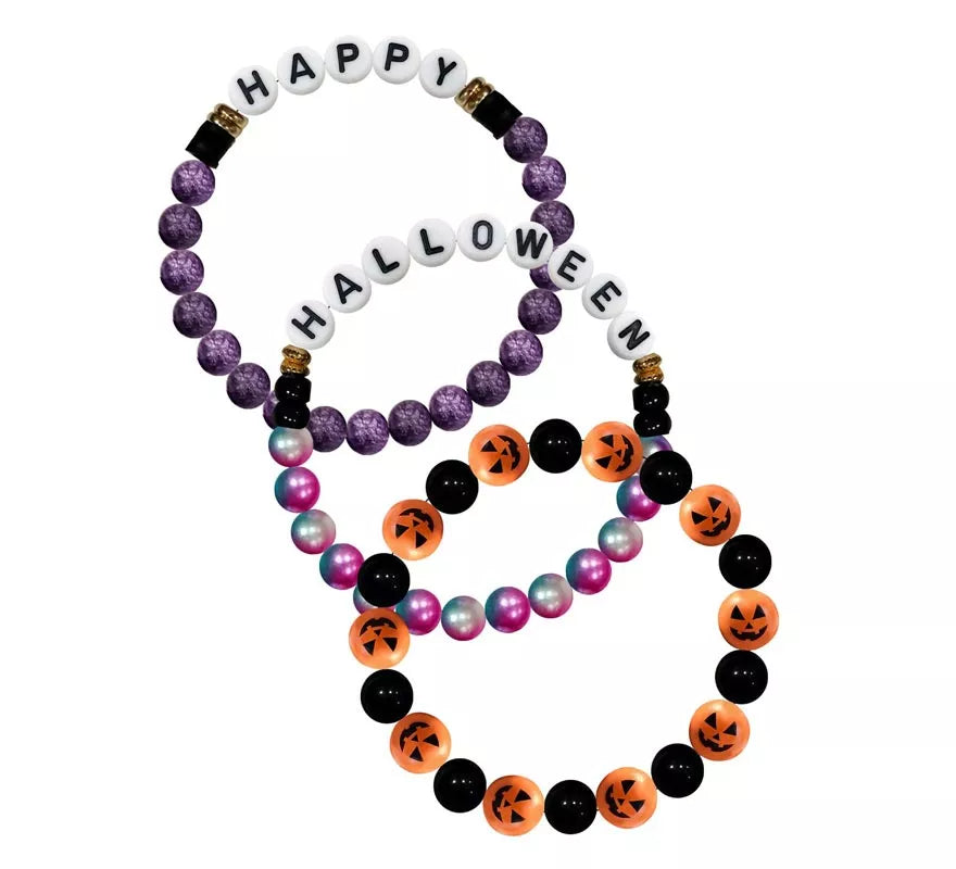 3 Pulseras Happy y Halloween