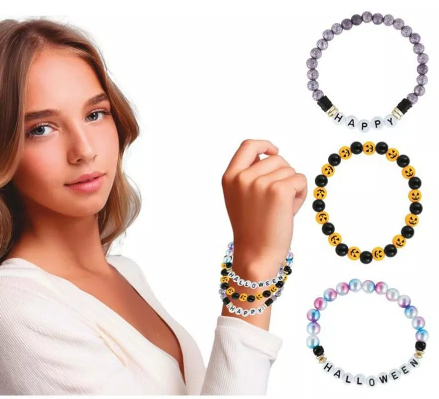 3 Pulseras Happy y Halloween