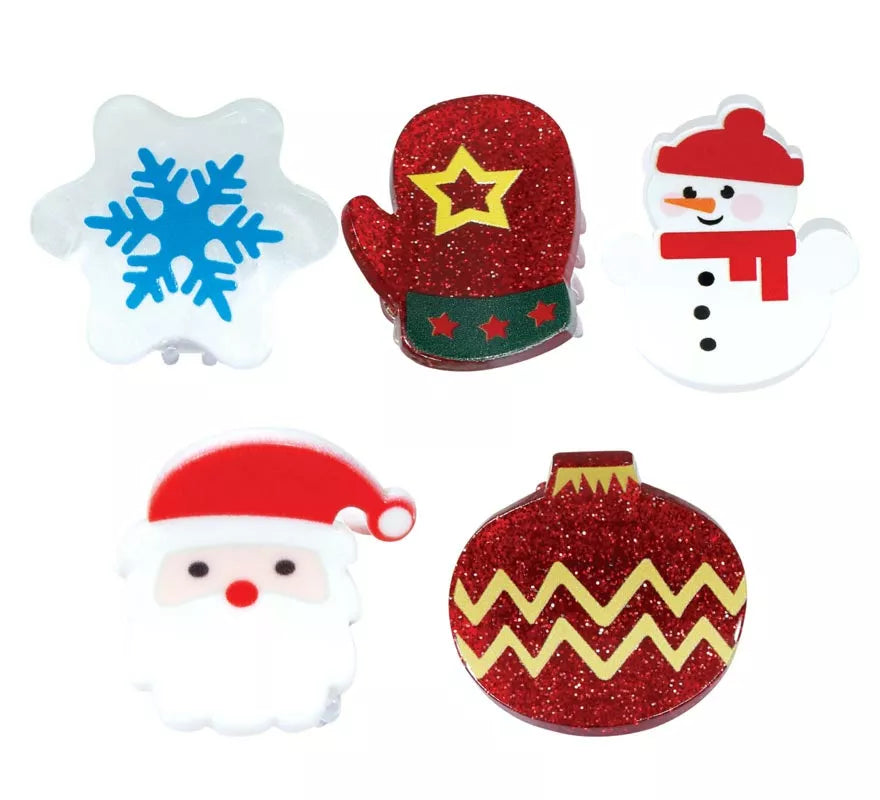 5 Pinzas de Navidad para el Pelo de 2,5 cm