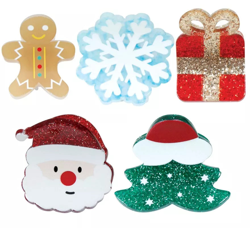 5 Pinzas de Navidad para el Pelo de 3 cm