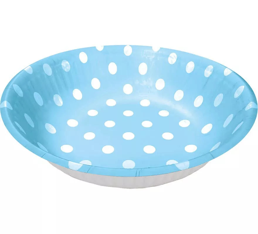 6 Bowls Celestes con Topos Blancos