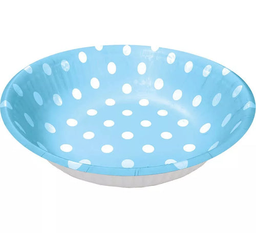 6 Bowls Celestes con Topos Blancos