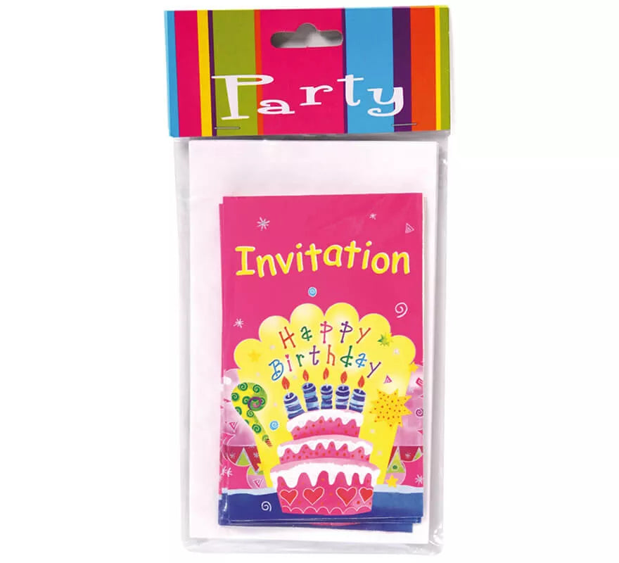 6 Invitaciones Happy Birthday con Sobre