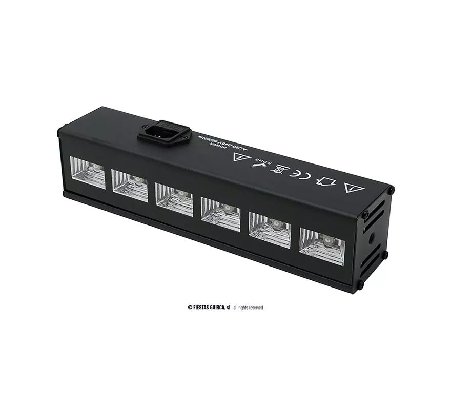 6 Leds Luz negra uv para interior de 6x3 w