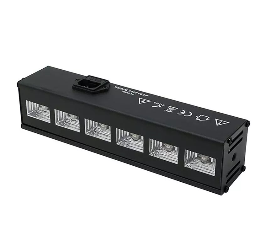 6 Leds Luz negra uv para interior de 6x3 w