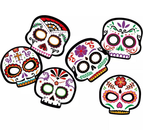6 Máscaras del Día de los Muertos de cartón