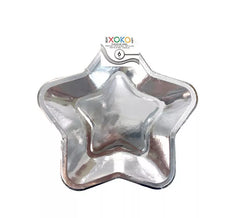 6 Silver Star Paper Plates of 20 cm