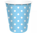 6 Vasos Celestes con Topos Blancos de 250 ml
