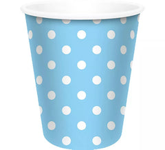 6 Light Blue Glasses with White Polka Dots of 250 ml