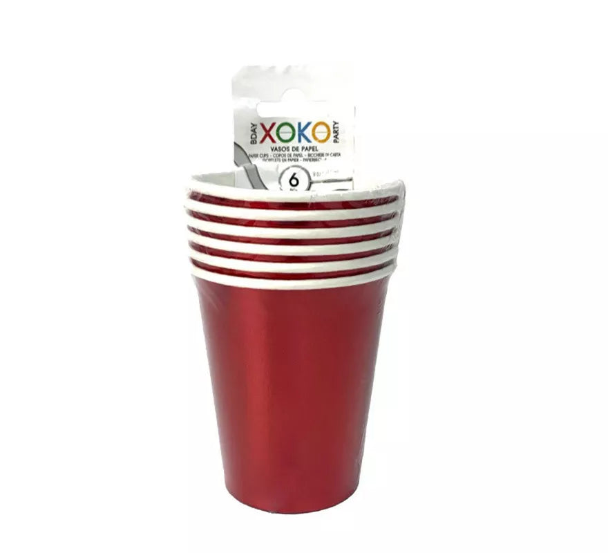 Translation missing: en.6 Vasos de papel color Rojo Navidad de 270 ml