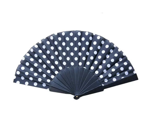 Abanico de Plástico 43 cm con Lunares Blancos en varios colores