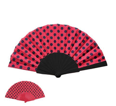 Fan with Black Dots Plastic 43 cm in assorted colours