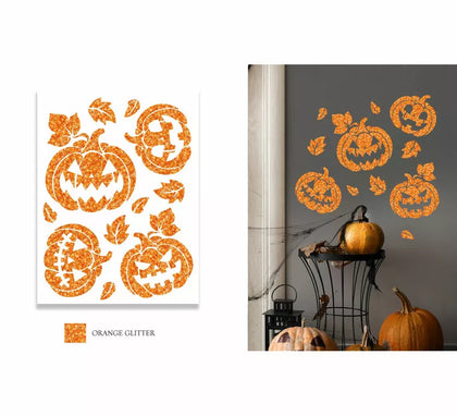 Adhesivo Calabaza efecto glitter de 30x40 cm