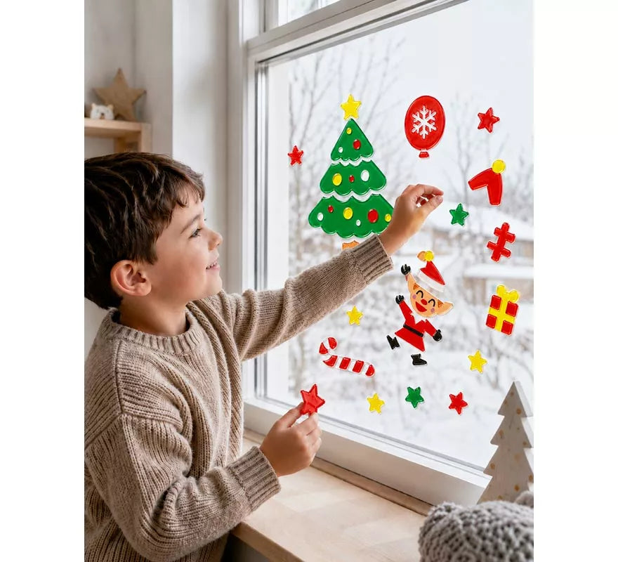 Adhesivo de Gel con Figuras Navideñas de 20x25 cm