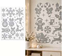 Christmas Decorative Sticker with Silver Glitter 30x40 cm