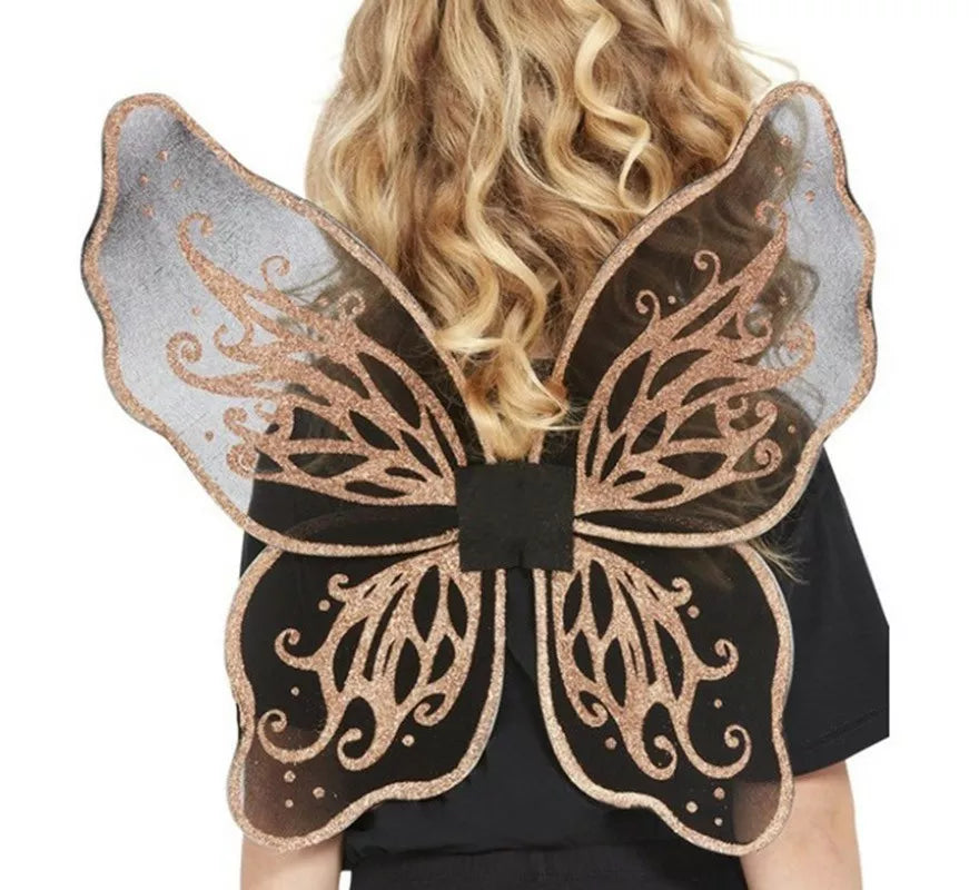 Translation missing: en.Alas de Mariposa Botánicas Doradas con brillo de 43cm
