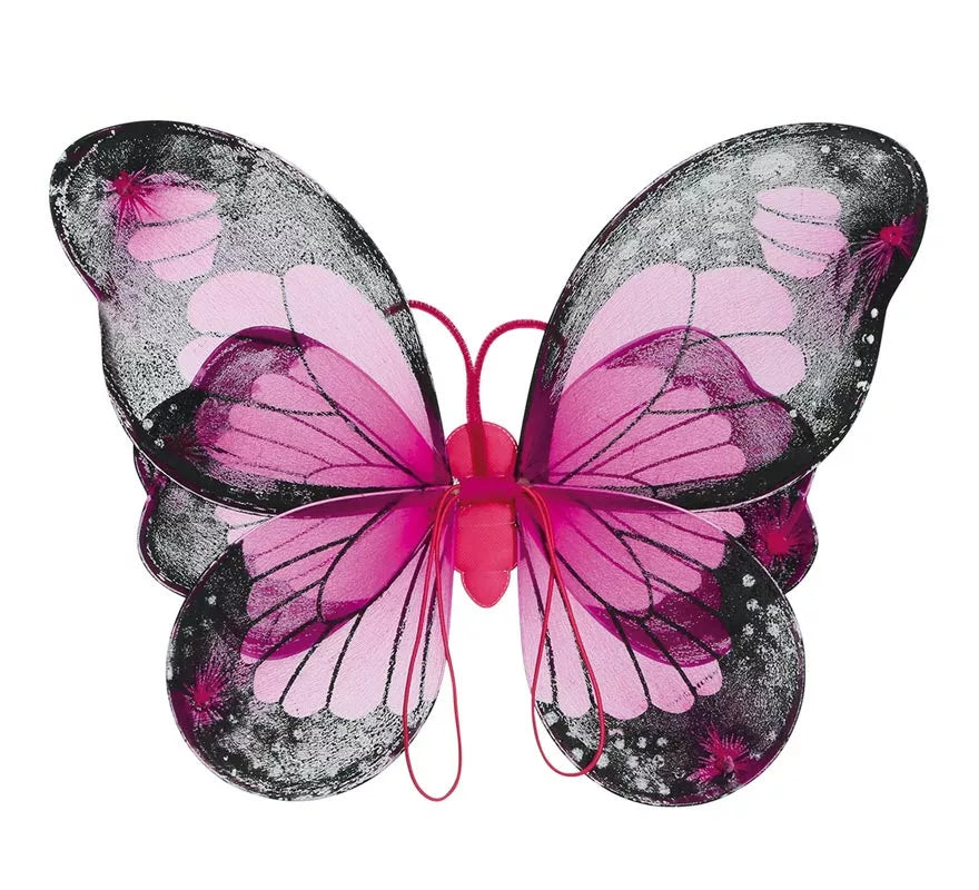 Alas de Mariposa Fucsia y Negro de 50x39 cm