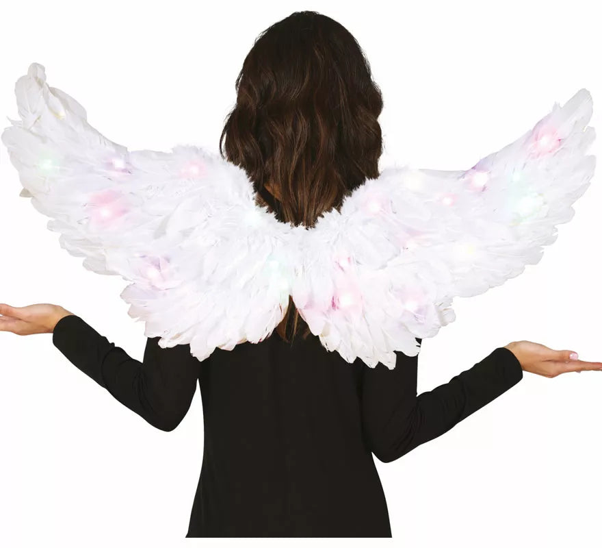 Alas de Plumas blanca con luz de 80x40 cm