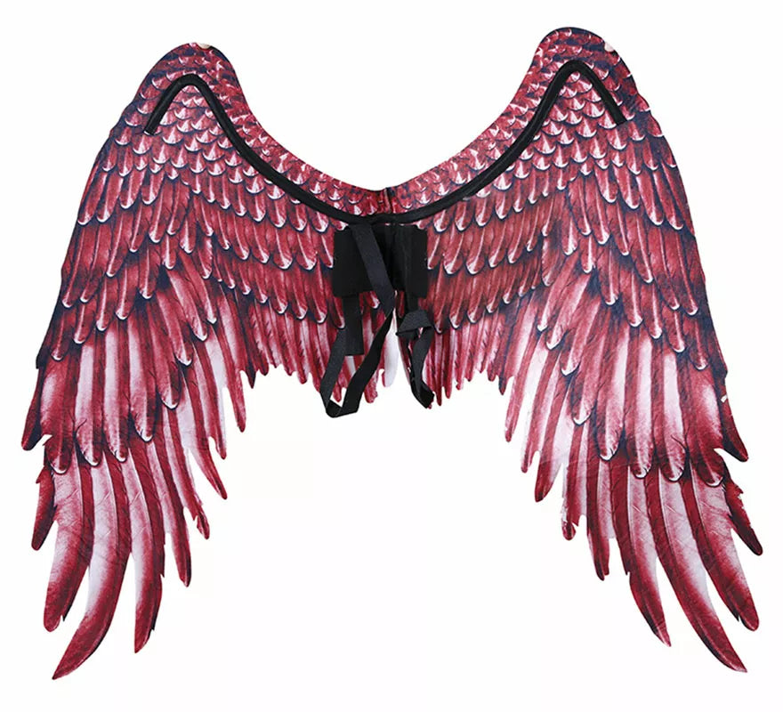 Alas de Plumas con Tela Roja de 105X45 cm
