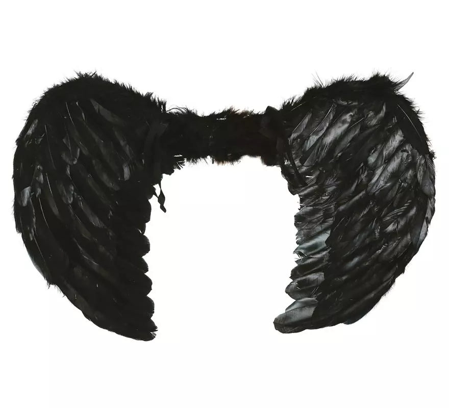 Translation missing: en.Alas negras de plumas de 50 cm. para Halloween
