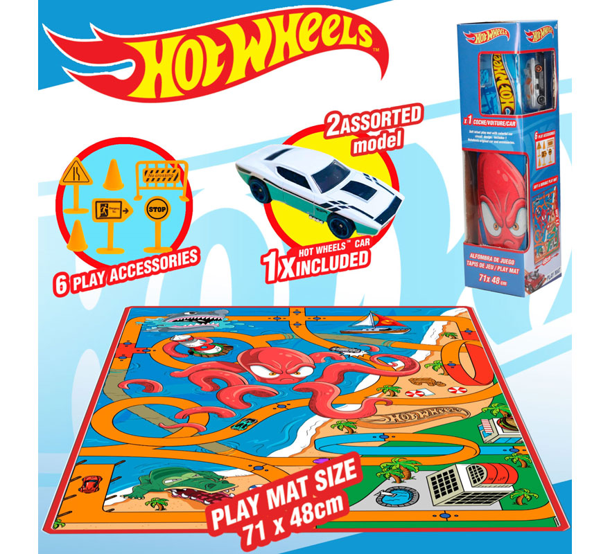 Translation missing: en.Alfombra Hot Wheels de 70x47,5 cm con coche y señales